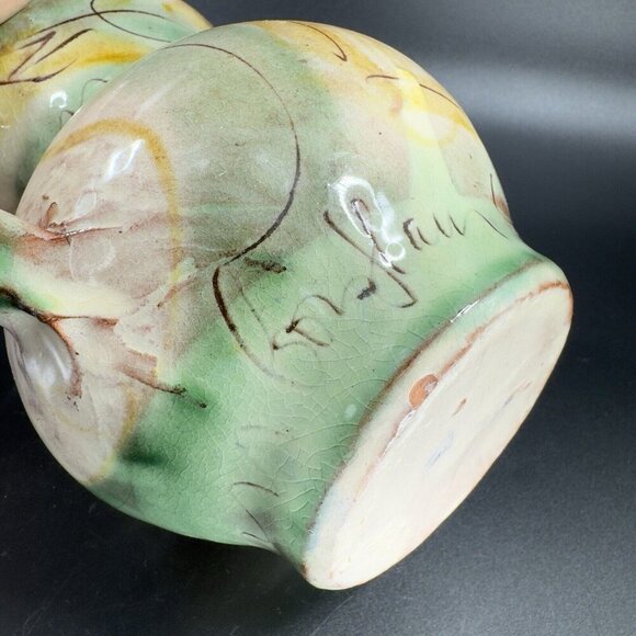Vintage Italian Pottery Pitcher Carafe Hand Made Ceramic Made In Italy Decor VTG - Picture 8 of 16